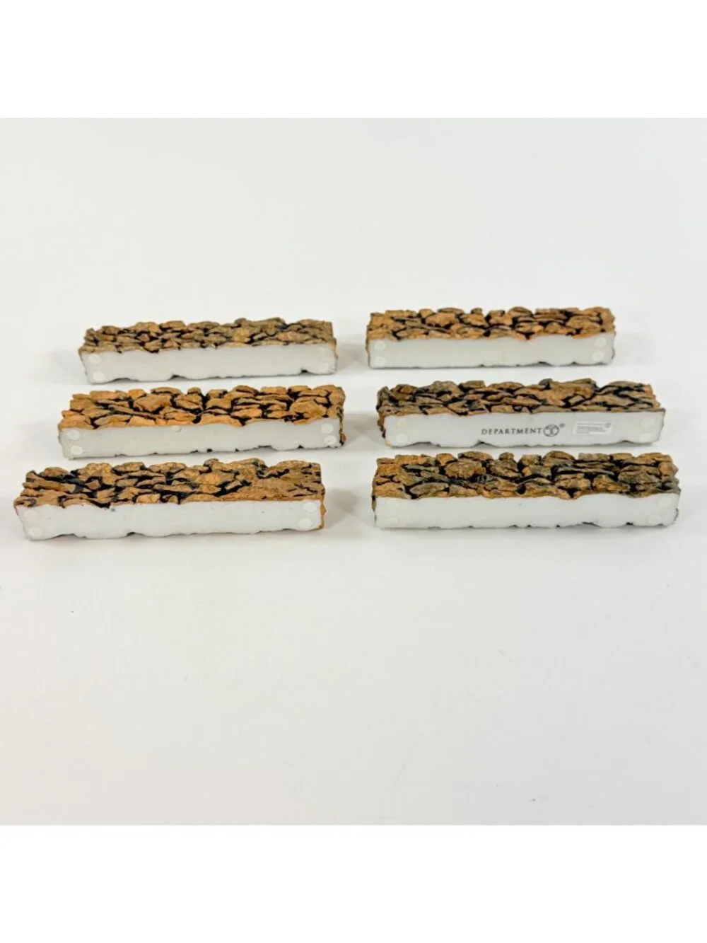 Dept 56 Stone Wall Set 52629 Vintage Village Accessory Set of 6 Red Gray Brown